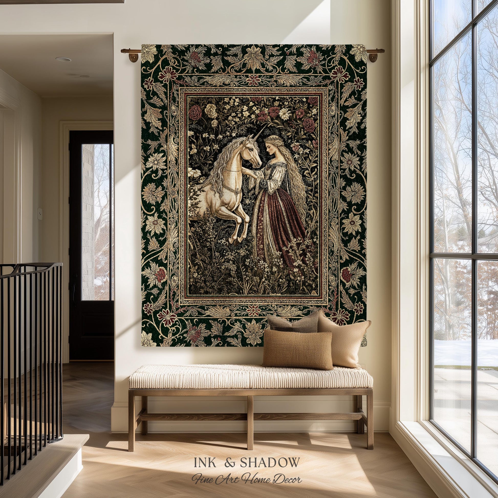 Renaissance Fairytale Floral Throw Blanket | Baroque Cottagecore Aesthetic Literary Goth Tapestry Regal Princesscore Bedroom Decor Medieval