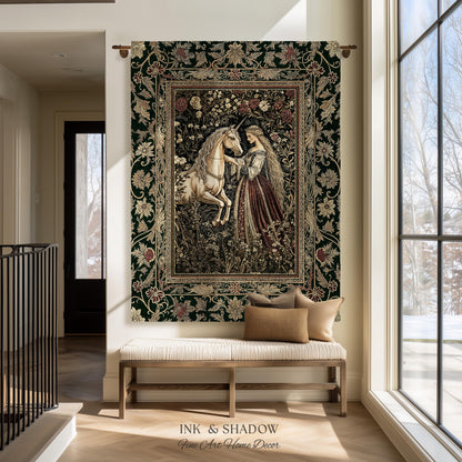 Renaissance Fairytale Floral Throw Blanket | Baroque Cottagecore Aesthetic Literary Goth Tapestry Regal Princesscore Bedroom Decor Medieval