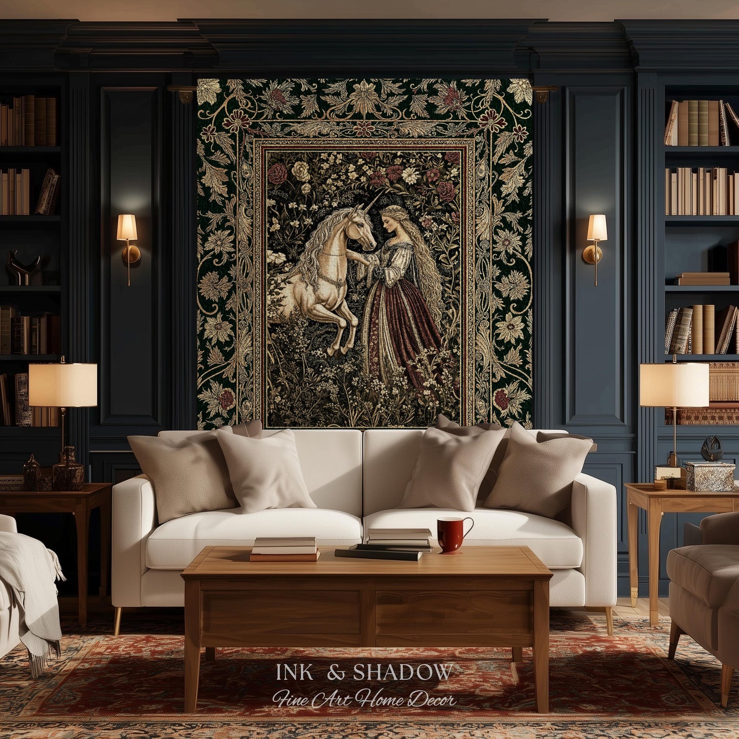 Renaissance Fairytale Floral Throw Blanket | Baroque Cottagecore Aesthetic Literary Goth Tapestry Regal Princesscore Bedroom Decor Medieval