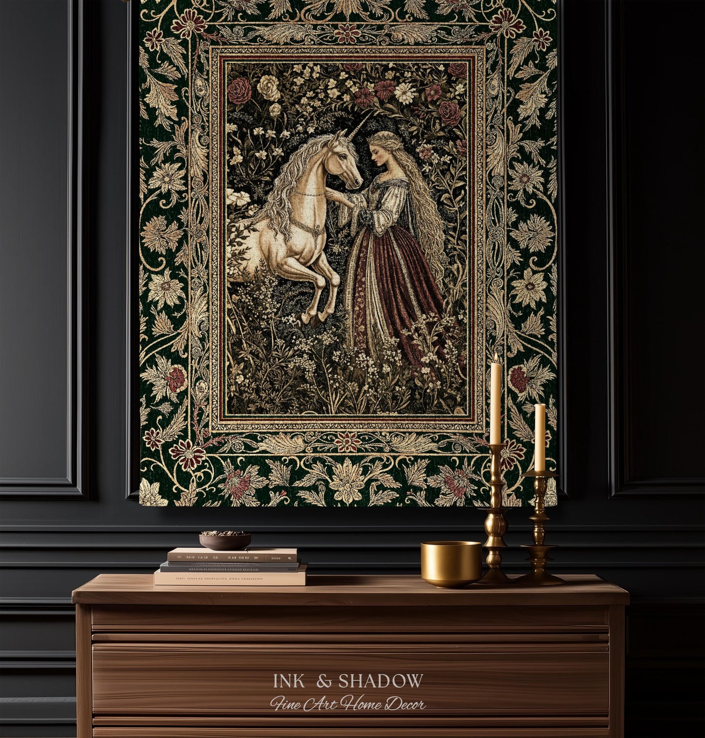 Renaissance Fairytale Floral Throw Blanket | Baroque Cottagecore Aesthetic Literary Goth Tapestry Regal Princesscore Bedroom Decor Medieval