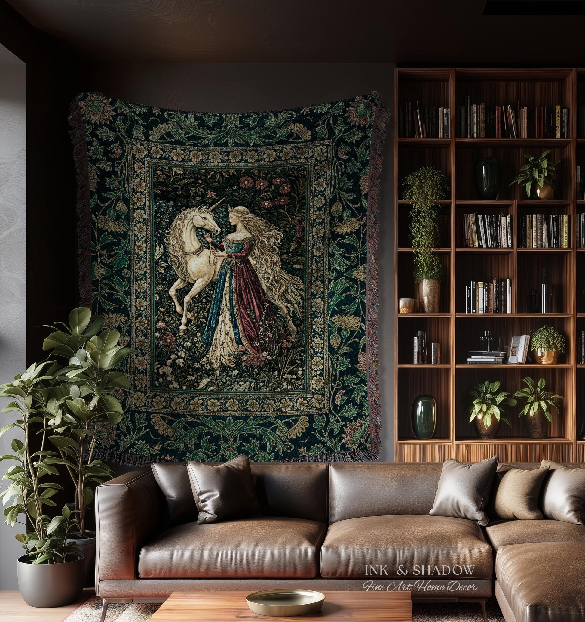 Rich Rococo Fairytale Woven Throw Blanket | Mystical Gothic Romance Aesthetic Regal Princesscore Bedroom Tapestry Cottagecore Renaissance