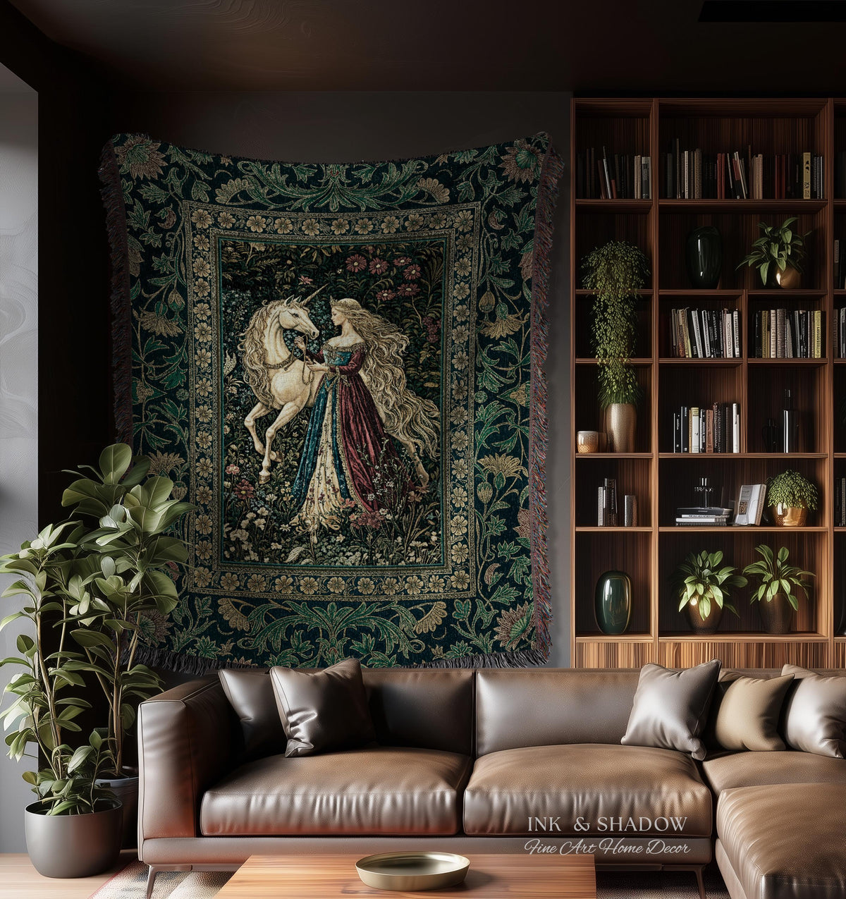 Rich Rococo Fairytale Woven Throw Blanket | Mystical Gothic Romance Aesthetic Regal Princesscore Bedroom Tapestry Cottagecore Renaissance