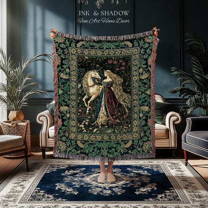 Rich Rococo Fairytale Woven Throw Blanket | Mystical Gothic Romance Aesthetic Regal Princesscore Bedroom Tapestry Cottagecore Renaissance