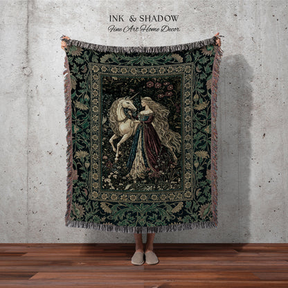 Rich Rococo Fairytale Woven Throw Blanket | Mystical Gothic Romance Aesthetic Regal Princesscore Bedroom Tapestry Cottagecore Renaissance