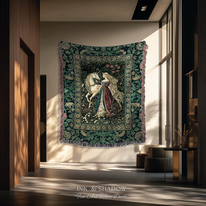 Rich Rococo Fairytale Woven Throw Blanket | Mystical Gothic Romance Aesthetic Regal Princesscore Bedroom Tapestry Cottagecore Renaissance