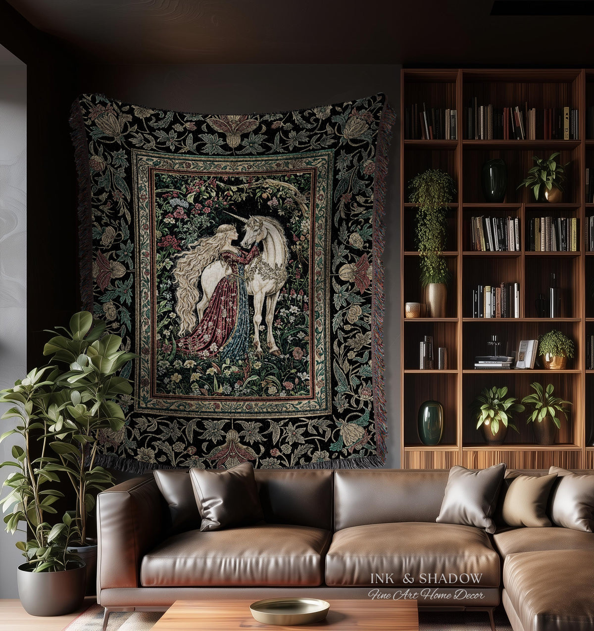 Baroque Fantasy Rustic Throw Blanket | Rococo Coquette Bedroom Decor Dark Royalcore Woven Wall Tapestry Medieval Storybook Gothic Aesthetic
