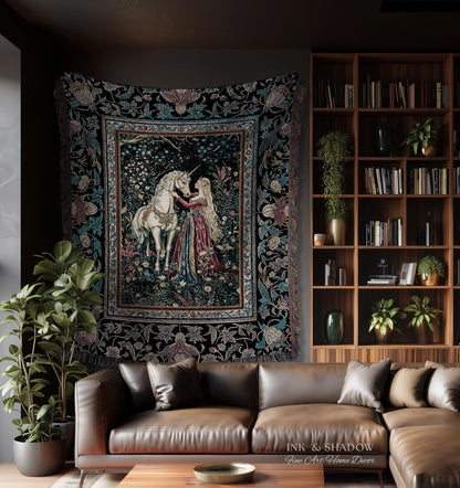 Rustic Fairytale Dark Teal Throw Blanket | Rococo Baroque Inspired Decor Medieval Princesscore Woven Tapestry Dreamy Fantasy Bedroom Style |