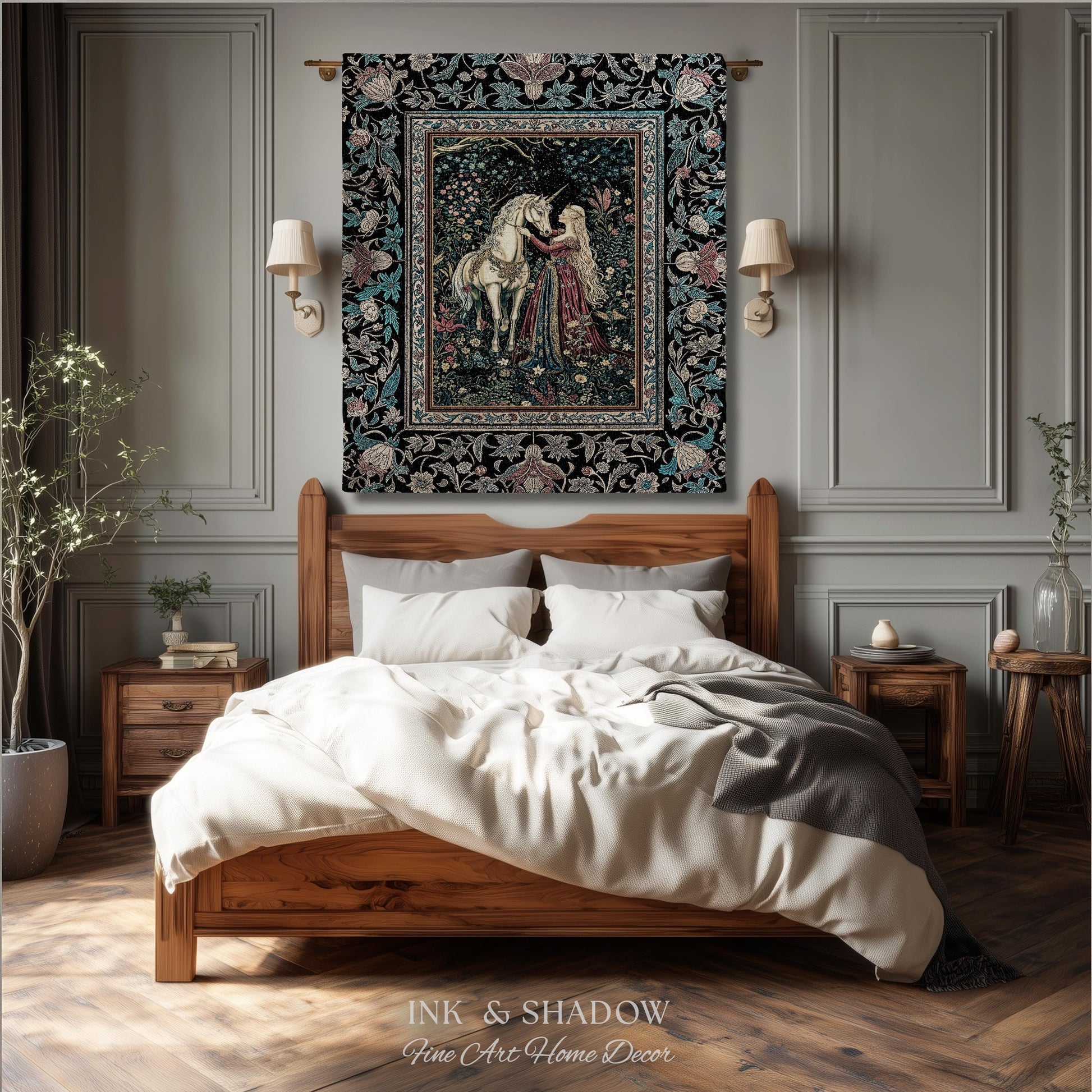 Rustic Fairytale Dark Teal Throw Blanket | Rococo Baroque Inspired Decor Medieval Princesscore Woven Tapestry Dreamy Fantasy Bedroom Style |