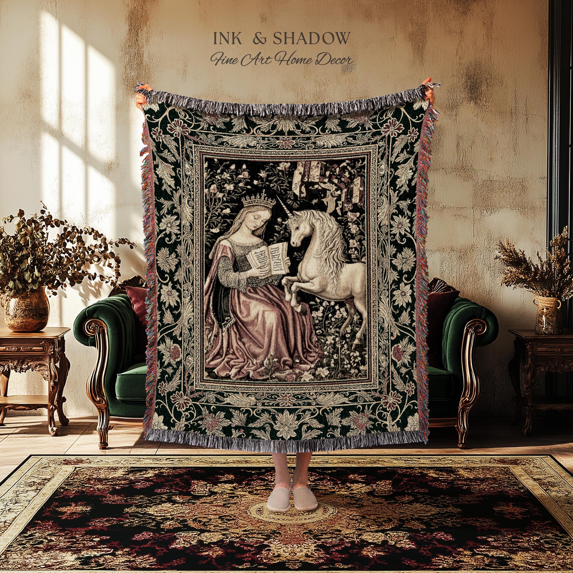 Baroque Storybook Rustic Wall Tapestry | Storybook Royalcore Decor Dark Romantic Cottagecore Tapestry Gothic Princess Woven Home Accent |