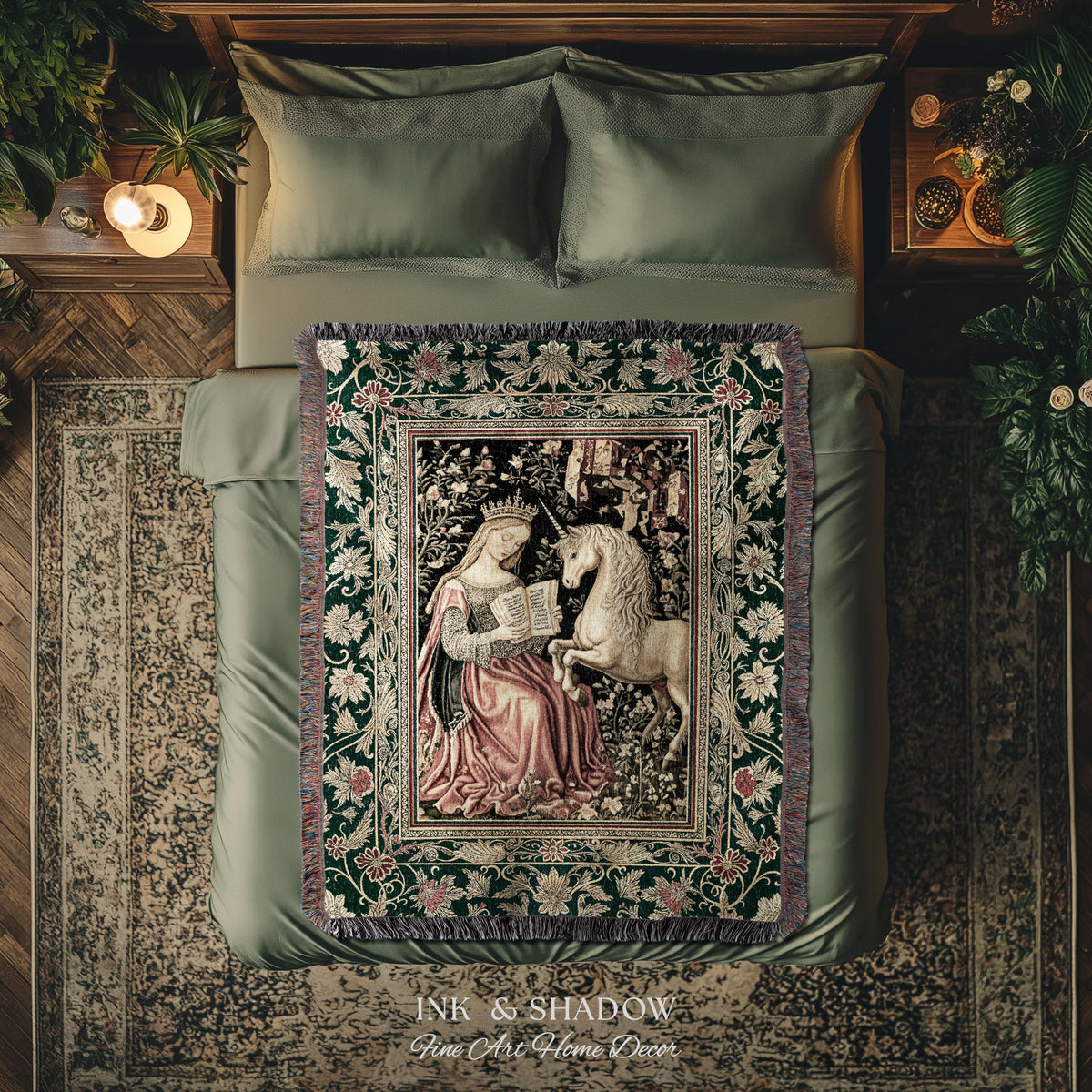 Baroque Storybook Rustic Wall Tapestry | Storybook Royalcore Decor Dark Romantic Cottagecore Tapestry Gothic Princess Woven Home Accent |