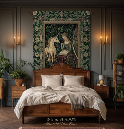 Whimsical Medieval Fantasy Throw Blanket | Rustic Storybook Cottagecore Coquette Regal Aesthetic Woven Tapestry Dark Royalcore Folklore |