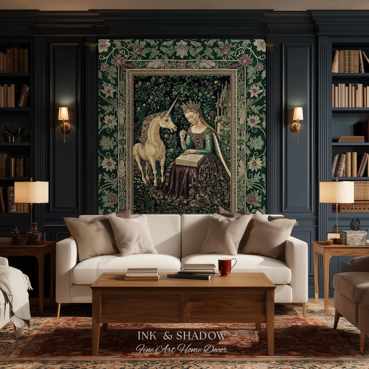 Whimsical Medieval Fantasy Throw Blanket | Rustic Storybook Cottagecore Coquette Regal Aesthetic Woven Tapestry Dark Royalcore Folklore |
