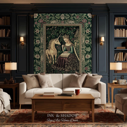Whimsical Medieval Fantasy Throw Blanket | Rustic Storybook Cottagecore Coquette Regal Aesthetic Woven Tapestry Dark Royalcore Folklore |