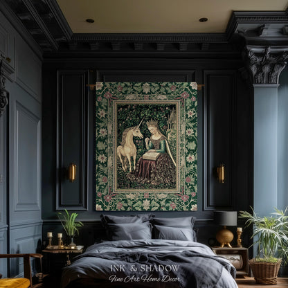 Whimsical Medieval Fantasy Throw Blanket | Rustic Storybook Cottagecore Coquette Regal Aesthetic Woven Tapestry Dark Royalcore Folklore |