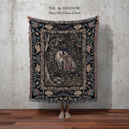 Fairy Forest Floral Maximalist Blanket | Pastel Coquette Light Academia Bedroom Ethereal Forest Spirits Dreamy Fairytale Woven Wall Tapestry