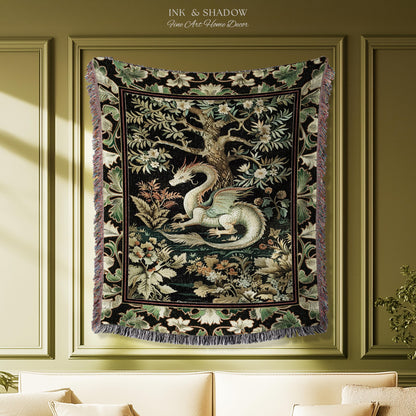 Mystical Fantasy Dragon Rug Runner Enchanting Dark Nature | Ancient Aesthetic Chinese Dragon Art Decor Ethereal Dragon Decoration Forestcore