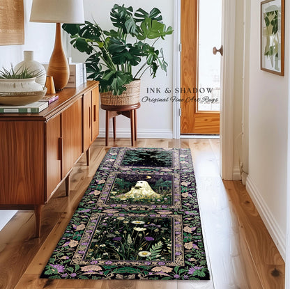 Moody Forest Spirit Ghost Accent Rug | Dark Whimsigoth Celestial Bedroom Rug Witchy Mystical Reading Room Decor Fall Home Aesthetic Cozy |