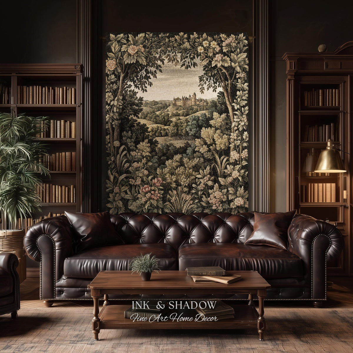 Medieval Meadow Tapestry Blanket | Rustic Fairytale Castle Landscape Woodland Fairy Folklore Princesscore Aesthetic Mystic Victorian Floral