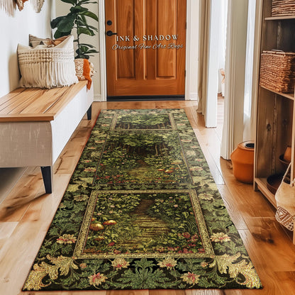 Fairytale Forest Botanical Accent Rug | Mystic Aesthetic Woodland Home Magical Decor Plant Loving Bedroom Housewarming Gift Emerald Woods |
