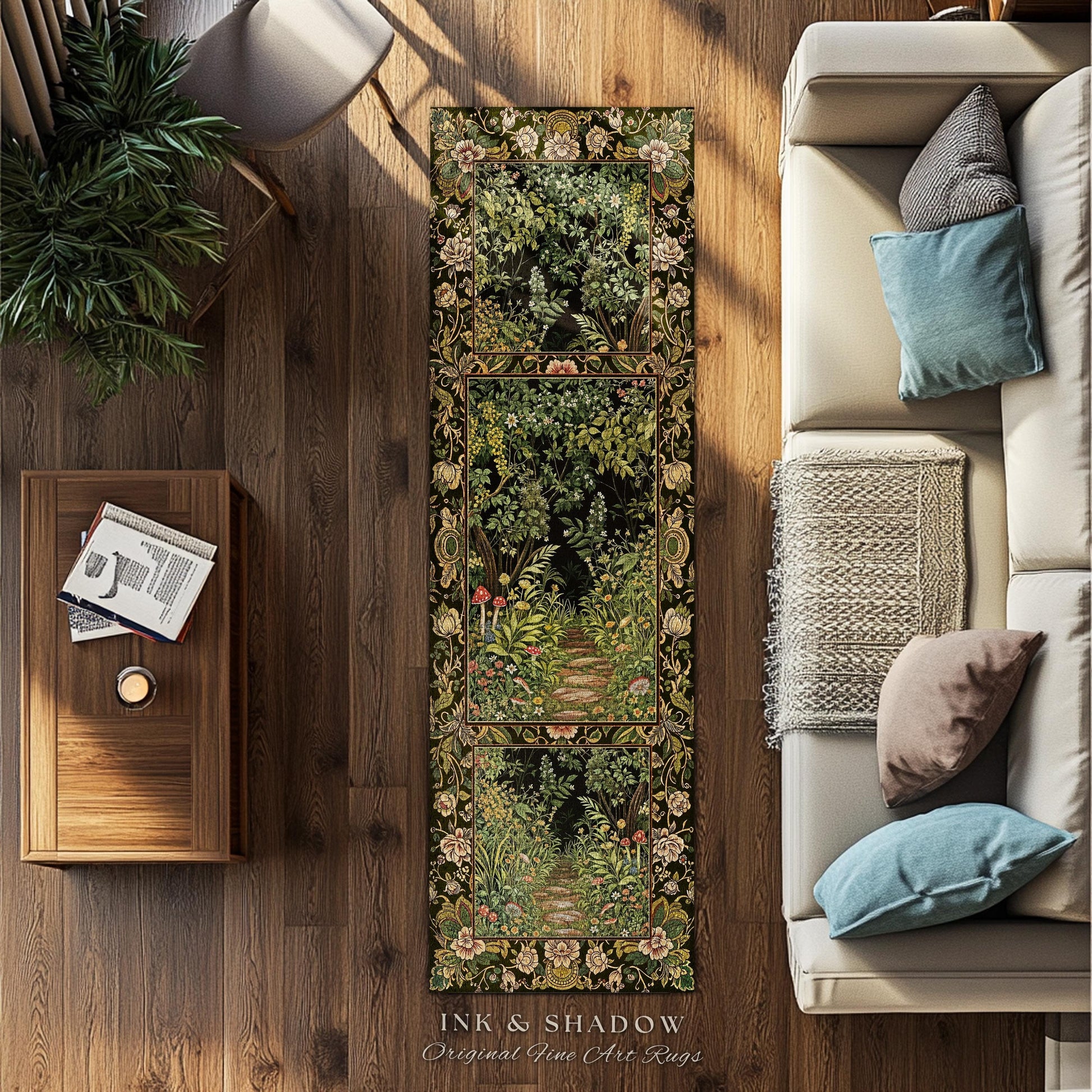 Toadstool Forest Mystical Mushroom Round Rug | Dark Academia Folklore Forest Inspired Fairycore Botanical Aesthetic Accent Rug Magical Style