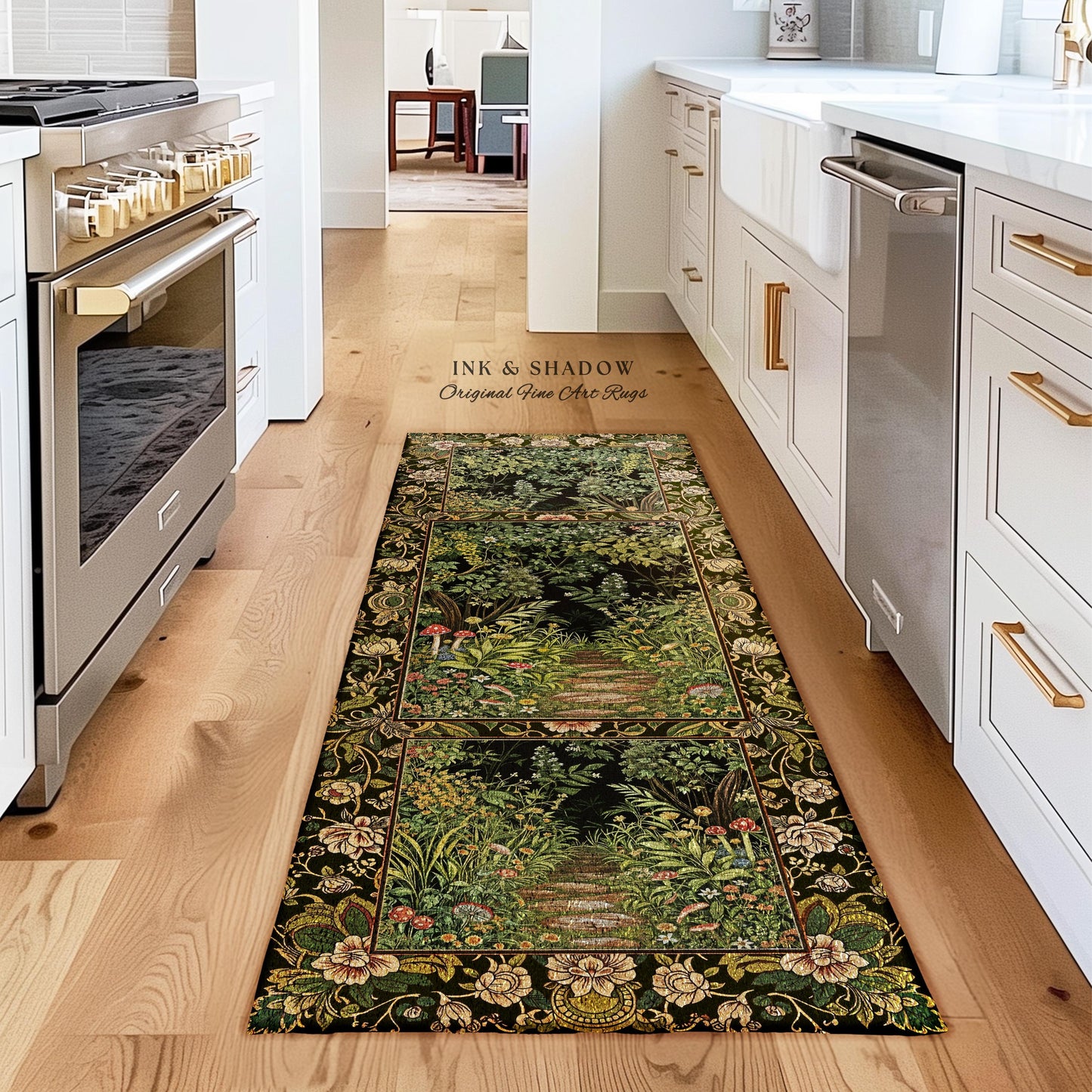 Toadstool Forest Mystical Mushroom Round Rug | Dark Academia Folklore Forest Inspired Fairycore Botanical Aesthetic Accent Rug Magical Style