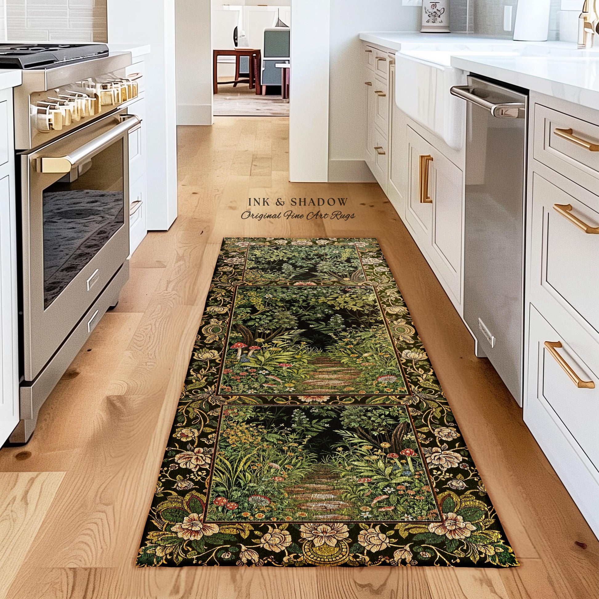 Toadstool Forest Mystical Mushroom Round Rug | Dark Academia Folklore Forest Inspired Fairycore Botanical Aesthetic Accent Rug Magical Style