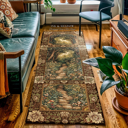 Fairy Ethereal Forest Round Area Rug | Mystic Dark Academia Folklore Inspired Fairy Aesthetic Home Accent Rug Magical Dark Bedroom Medieval
