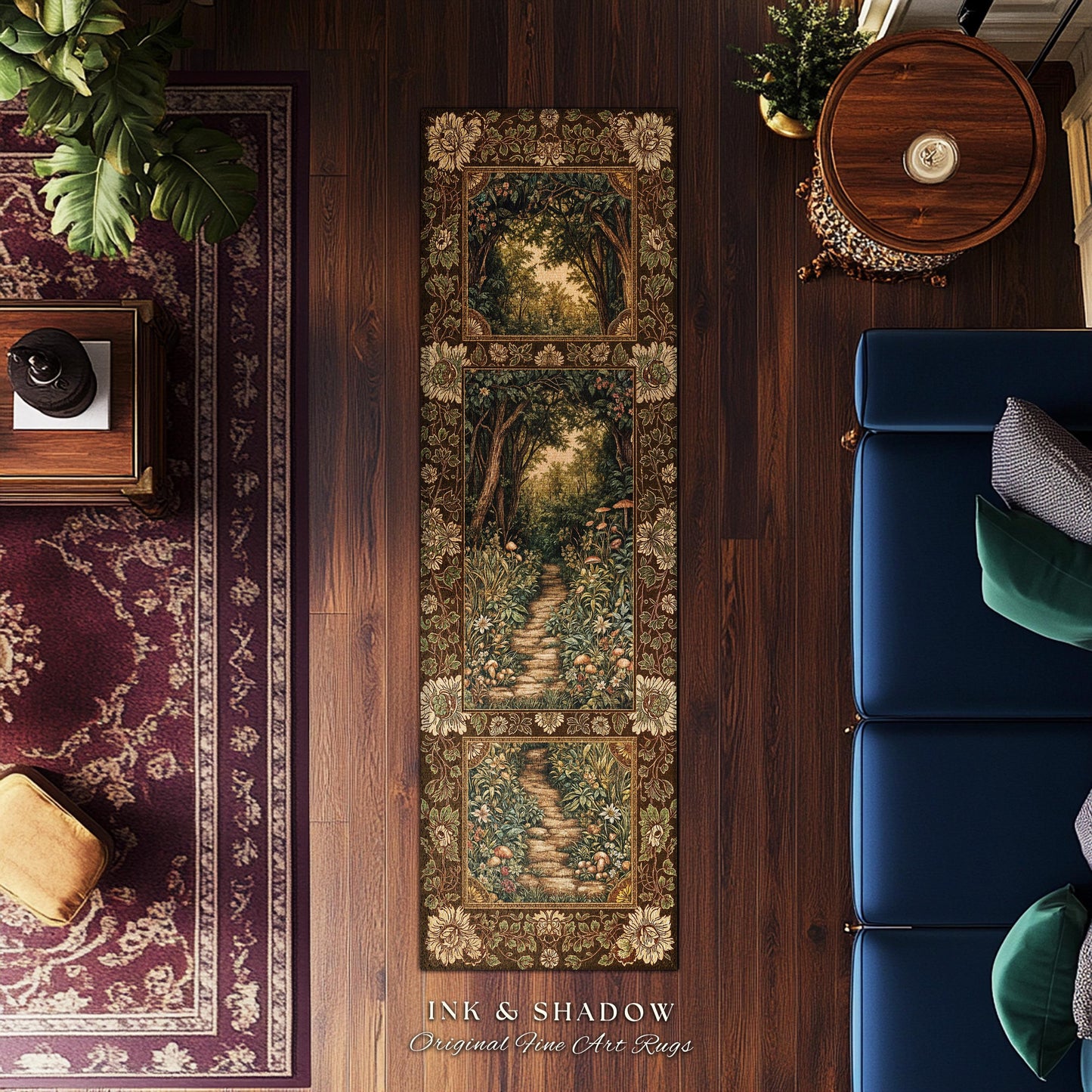Fairy Ethereal Forest Round Area Rug | Mystic Dark Academia Folklore Inspired Fairy Aesthetic Home Accent Rug Magical Dark Bedroom Medieval