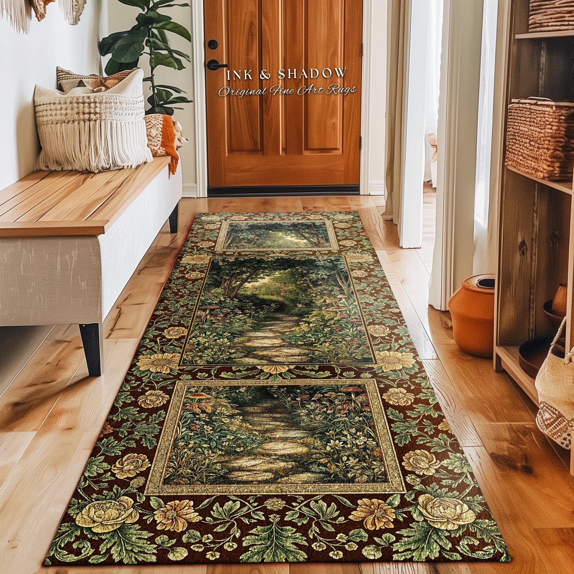 Fairytale Forest Botanical Round Rug | Mystic Aesthetic Woodland Home Magical Decor Plant Loving Home Decor Botanical Emerald Woods Gothic |