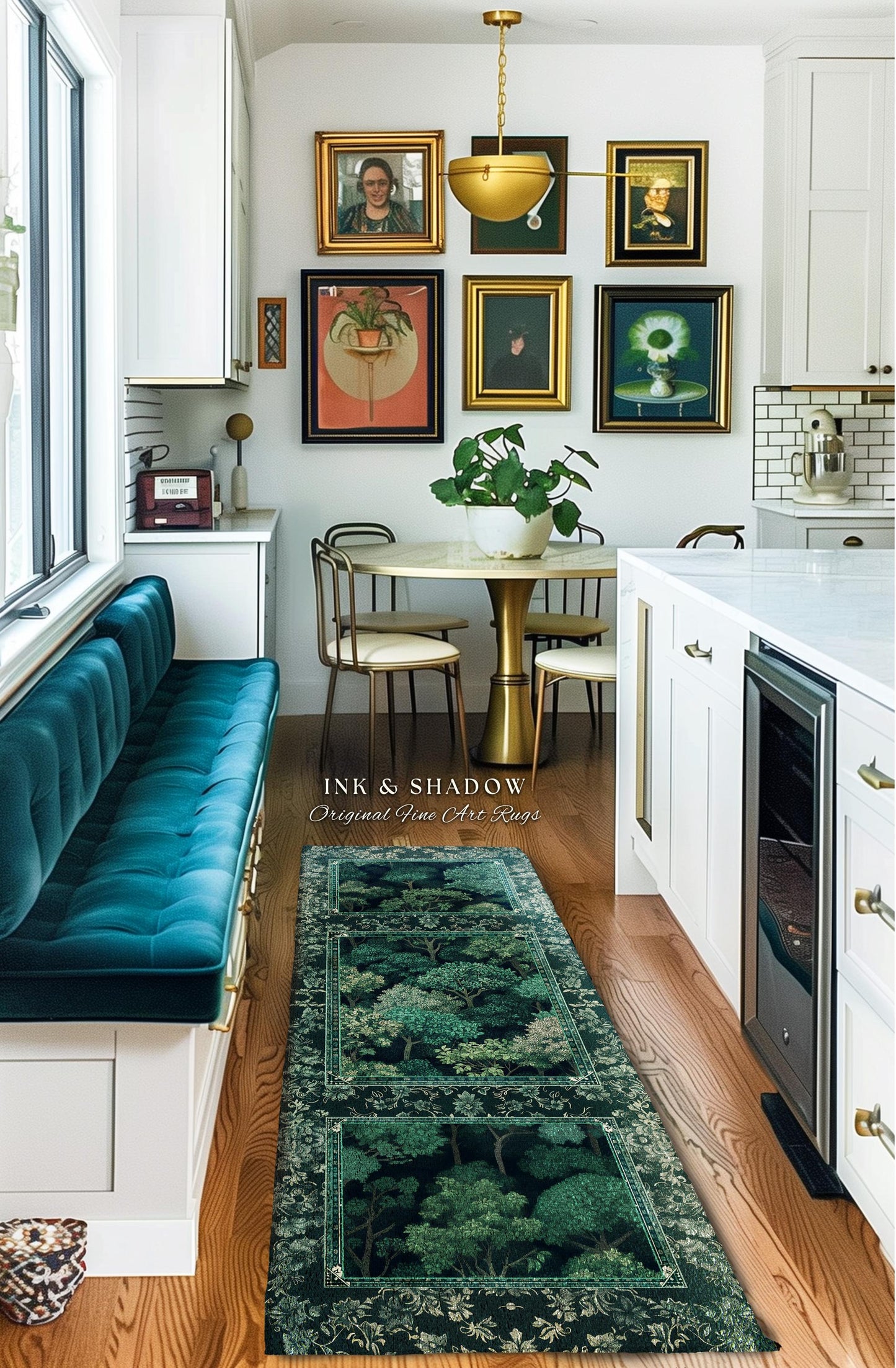 Verdant Greenery Botanical Area Rug | Woodland Magical Aesthetic Living Room Green Home Decor Plant Loving Bedroom Plan Gift Emerald Teal |