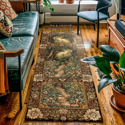 Mushroom Forest Magical Woodland Rug | Ethereal Mystic Academia Folklore Inspired Fairy Core Aesthetic Magical Bedroom Medieval Home Decor