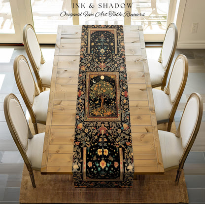Rustic Medieval Fairycore Table Runner | Gothic Forest Home Decor Maximalist Aesthetic Housewarming Gift Parisian Dining Room Chateaucore |