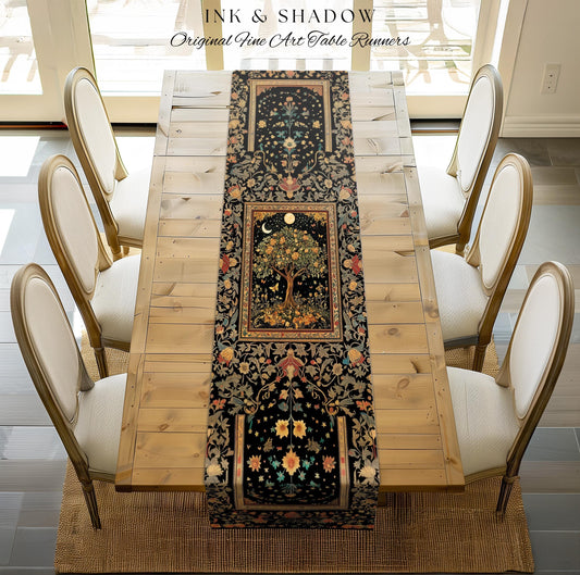 Rustic Medieval Fairycore Table Runner | Gothic Forest Home Decor Maximalist Aesthetic Housewarming Gift Parisian Dining Room Chateaucore |