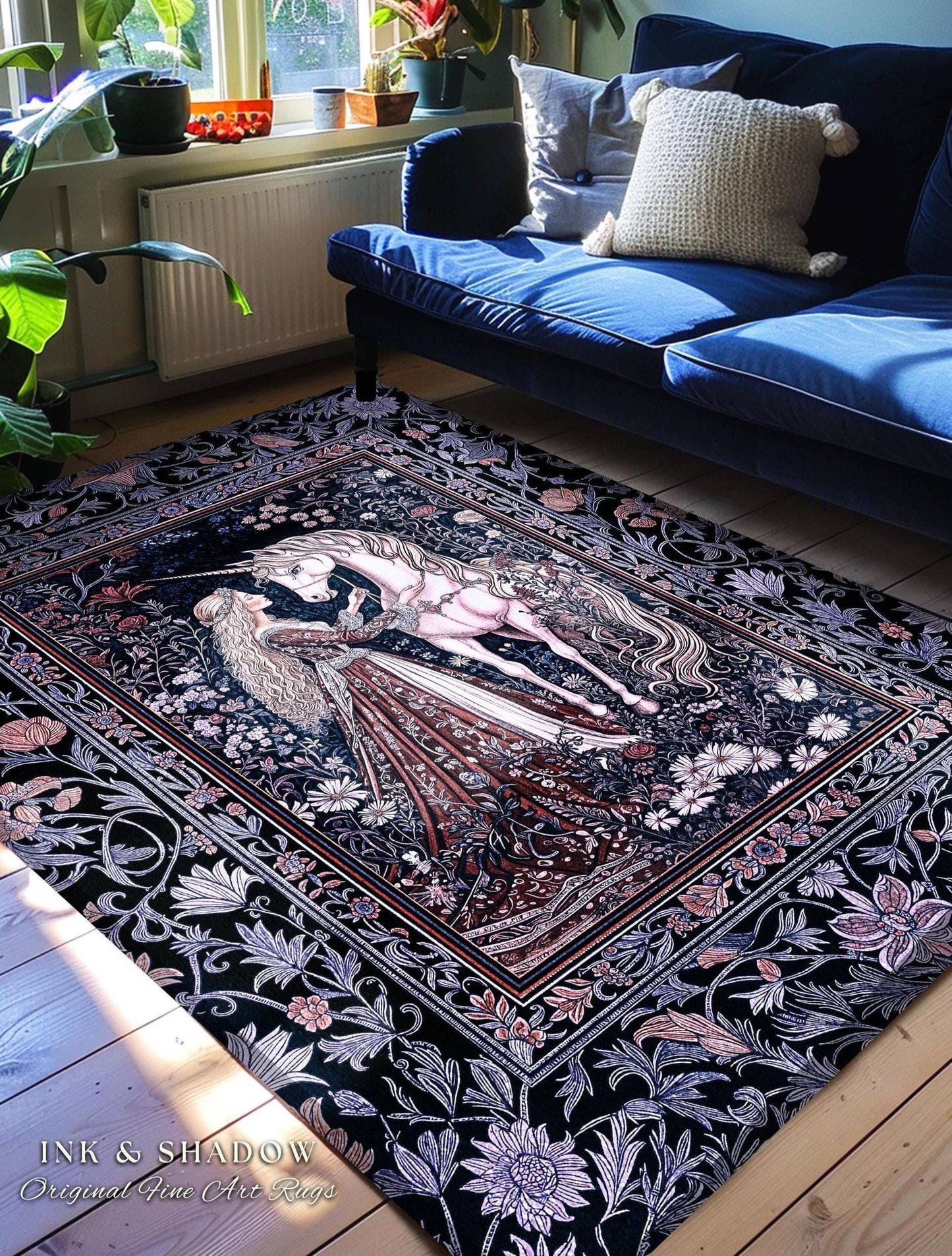 Enchanted Lavender Mystic Area Rug | Pastel Rococo Princesscore Decor Gothic Fairytale Home Decor Area Rug Storybook Dark Cottagecore Style