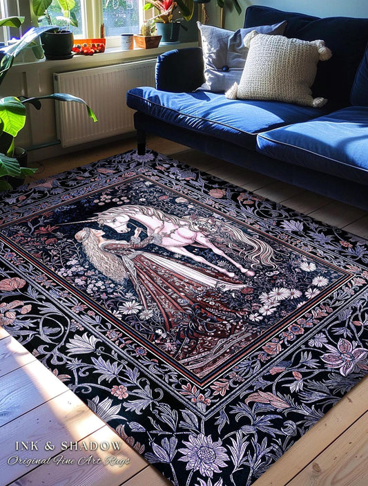 Enchanted Lavender Mystic Area Rug | Pastel Rococo Princesscore Decor Gothic Fairytale Home Decor Area Rug Storybook Dark Cottagecore Style
