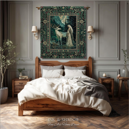 Magic Forest Princess Woven Tapestry | Fairytale Fantasy Renaissance Dark Academia Forest Spirit Ethereal Woodland Folklore Throw Blanket