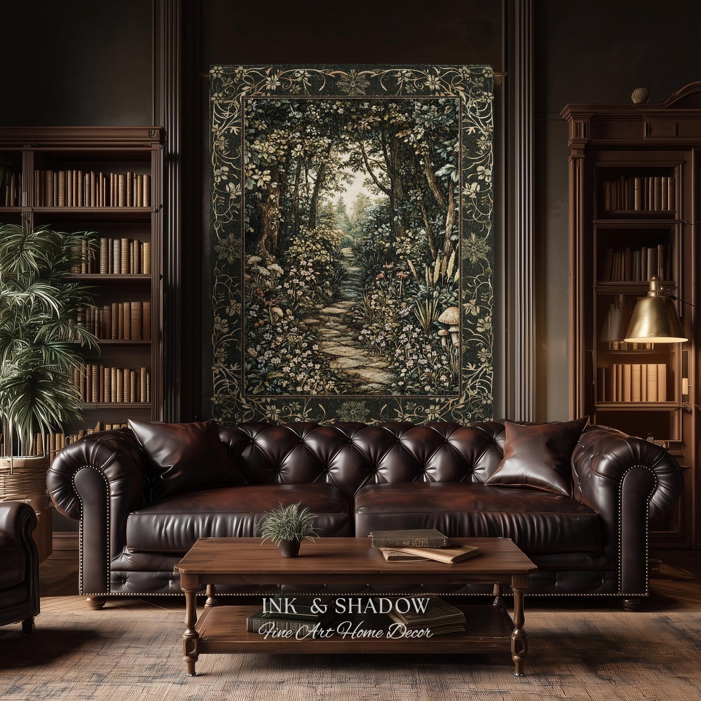Fairy Meadow Mushroom Forest Woven Blanket Mystic Academia Folklore Inspired, Fairycore Woodland Gothic Whimsical Medieval Tapestry Throw