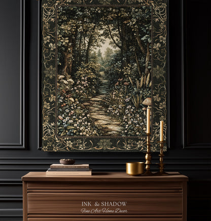 Fairy Meadow Mushroom Forest Woven Blanket Mystic Academia Folklore Inspired, Fairycore Woodland Gothic Whimsical Medieval Tapestry Throw