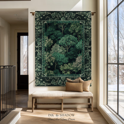 Verdant Greenery Botanical Woven Coverlet | Woodland Magical Aesthetic Living Room Green Tapestry Plant Loving Bedroom Blanket Gift Emerald