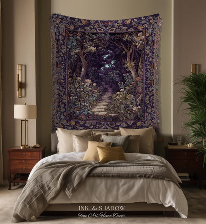 Magical Woodland Mushroom Tapestry | Fairytale Theme Woodland Botanical Aesthetic Whimsical Home Blanket Woven Bedroom Housewarming Gift |