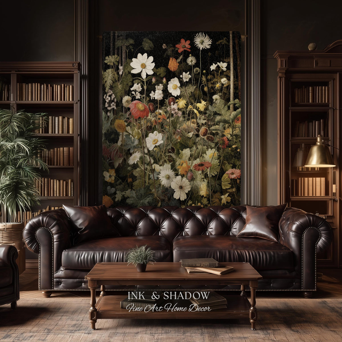 Whimsigothic Wildflowers Fairy Grunge Dark Botanical Woven Blanket | Moody Victorian Gothic Floral Art Academia Tapestry Throw Wall Hanging