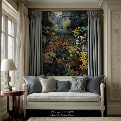 Amsterdam Flower Market Dark Floral Woven Throw Blanket | Flower Wall Backdrop Floral Tapestry Flower Market Wall Art Botanical Blanket |