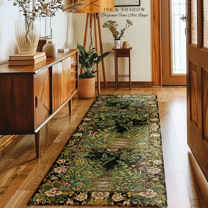 Toadstool Forest Mystical Mushroom Rug | Dark Academia Folklore Forest Inspired Fairycore Botanical Aesthetic Accent Rug Magical Medieval