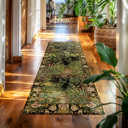 Toadstool Forest Mystical Mushroom Round Rug | Dark Academia Folklore Forest Inspired Fairycore Botanical Aesthetic Accent Rug Magical Style