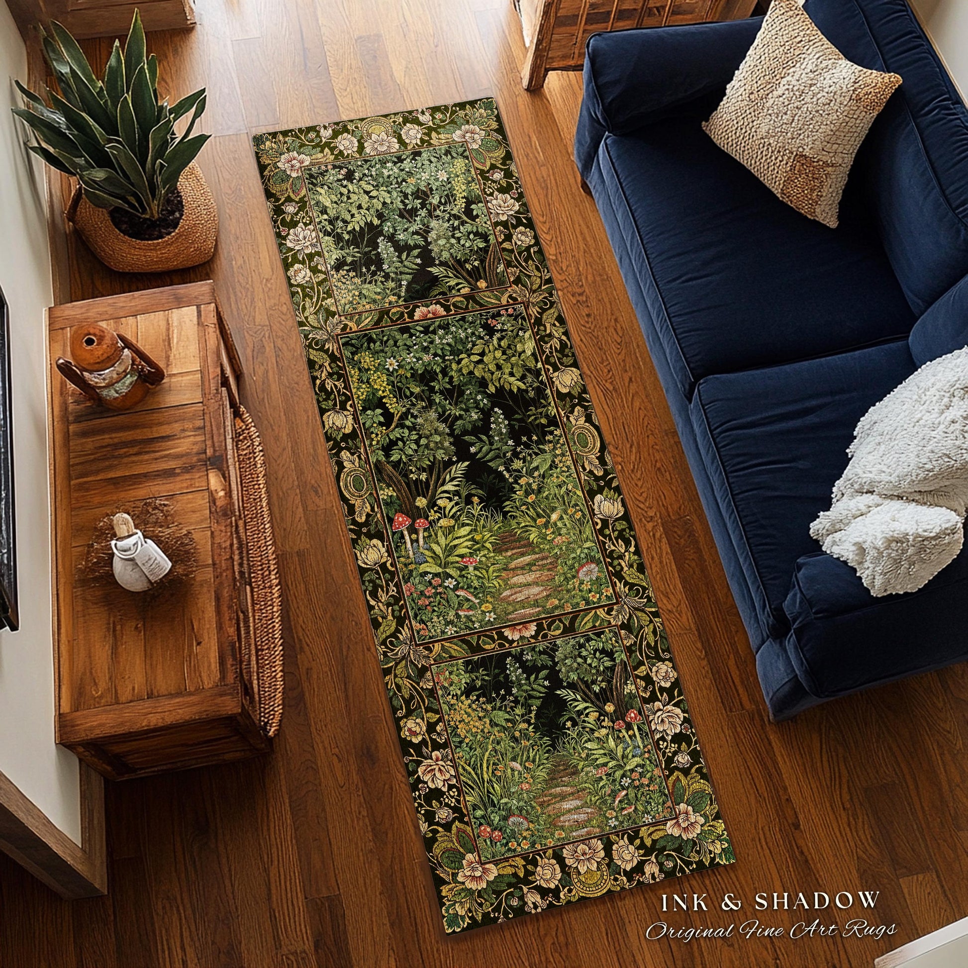 Toadstool Forest Mystical Mushroom Round Rug | Dark Academia Folklore Forest Inspired Fairycore Botanical Aesthetic Accent Rug Magical Style