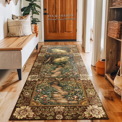 Fairy Ethereal Forest Round Area Rug | Mystic Dark Academia Folklore Inspired Fairy Aesthetic Home Accent Rug Magical Dark Bedroom Medieval