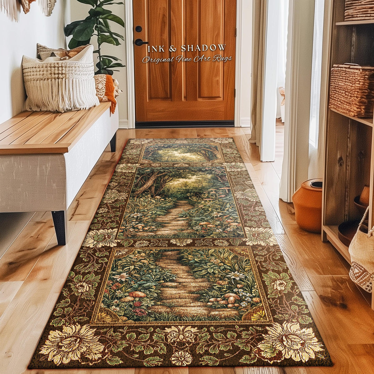 Fairy Ethereal Forest Round Area Rug | Mystic Dark Academia Folklore Inspired Fairy Aesthetic Home Accent Rug Magical Dark Bedroom Medieval