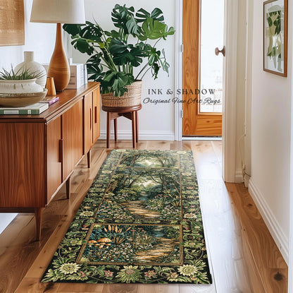 Fairy Meadow Mushroom Forest Round Rug | Mystic Academia Folklore Inspired Fairycore Aesthetic Accent Rug Medieval Kitchen Whimsical Decor |