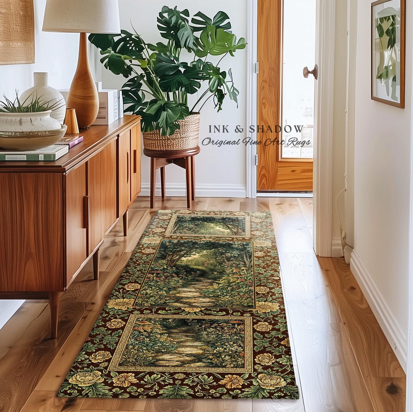 Fairytale Forest Botanical Round Rug | Mystic Aesthetic Woodland Home Magical Decor Plant Loving Home Decor Botanical Emerald Woods Gothic |