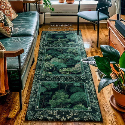 Verdant Greenery Botanical Area Rug | Woodland Magical Aesthetic Living Room Green Home Decor Plant Loving Bedroom Plan Gift Emerald Teal |